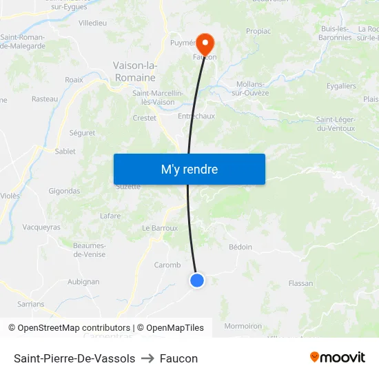 Saint-Pierre-De-Vassols to Faucon map