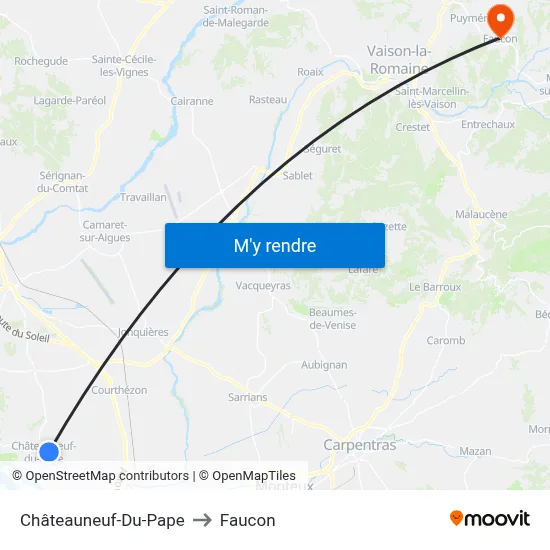Châteauneuf-Du-Pape to Faucon map