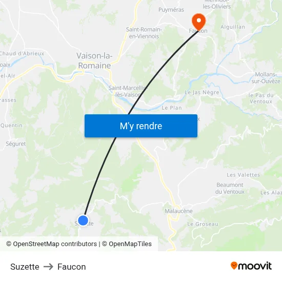 Suzette to Faucon map