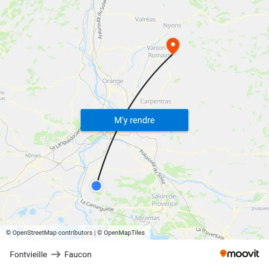 Fontvieille to Faucon map