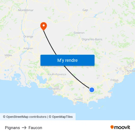 Pignans to Faucon map