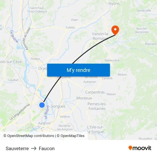 Sauveterre to Faucon map