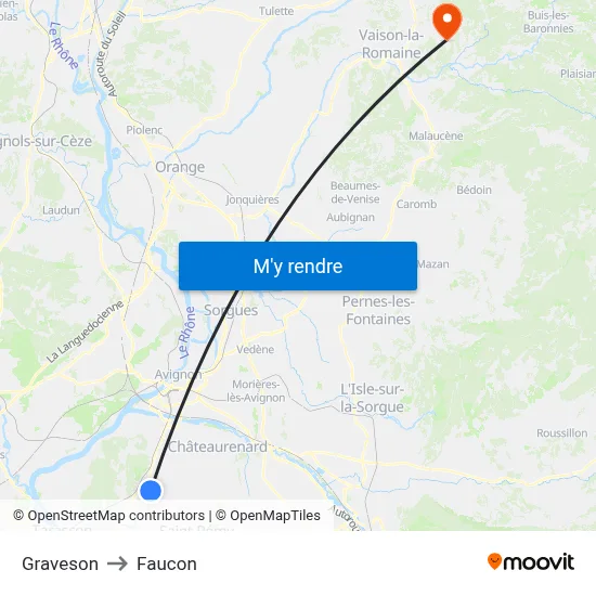 Graveson to Faucon map