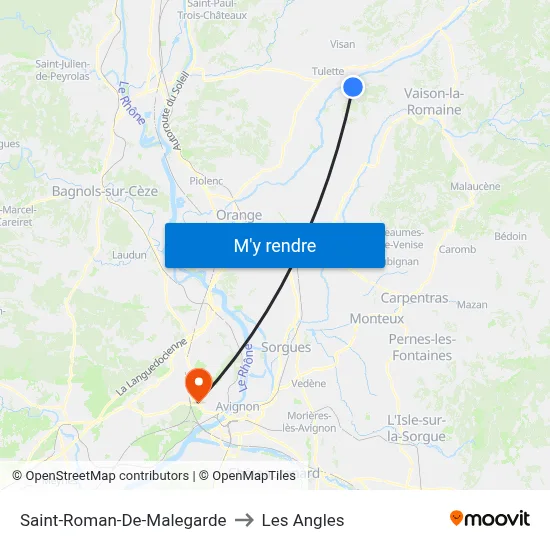 Saint-Roman-De-Malegarde to Les Angles map