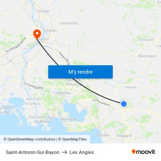 Saint-Antonin-Sur-Bayon to Les Angles map