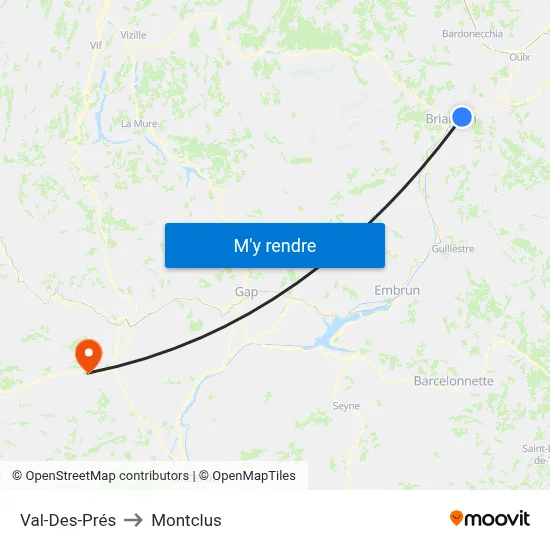 Val-Des-Prés to Montclus map