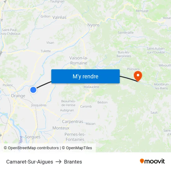 Camaret-Sur-Aigues to Brantes map