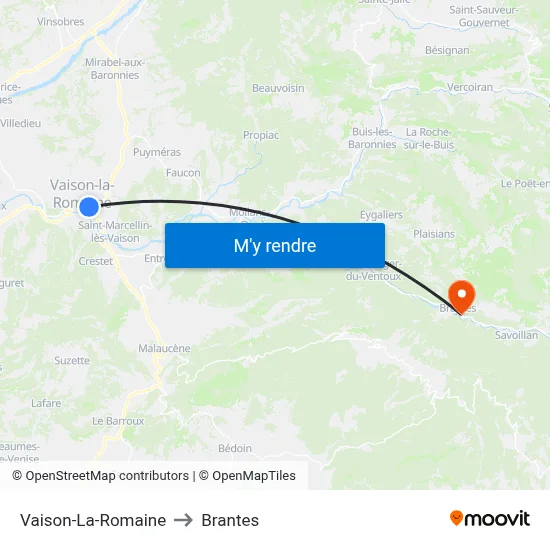 Vaison-La-Romaine to Brantes map