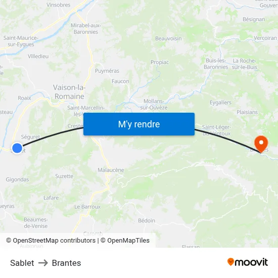 Sablet to Brantes map