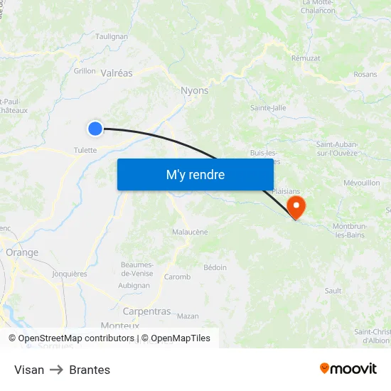 Visan to Brantes map