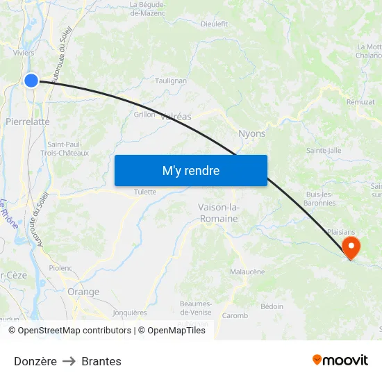 Donzère to Brantes map