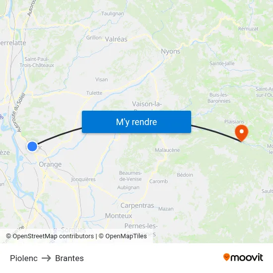 Piolenc to Brantes map