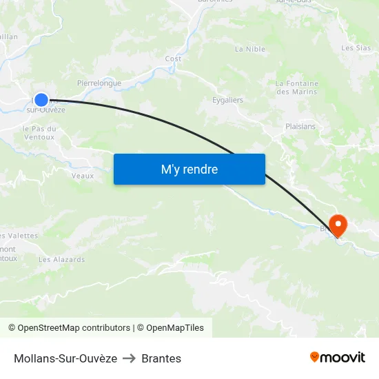 Mollans-Sur-Ouvèze to Brantes map
