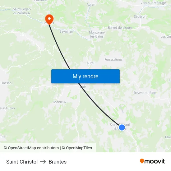 Saint-Christol to Brantes map