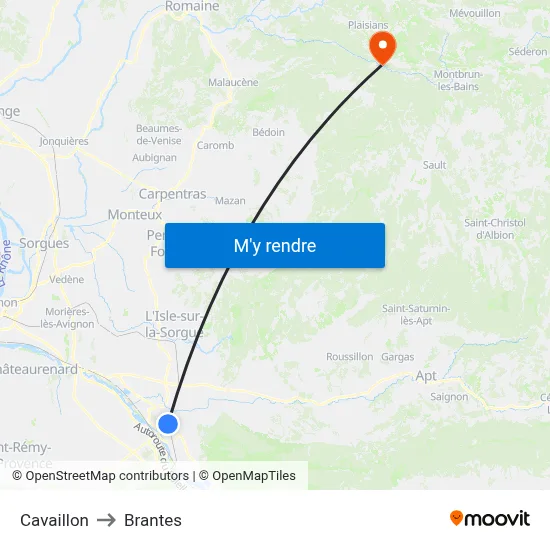 Cavaillon to Brantes map