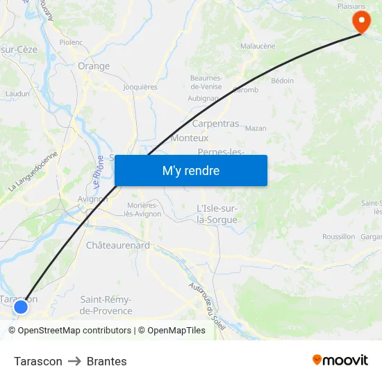 Tarascon to Brantes map