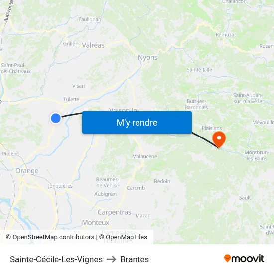 Sainte-Cécile-Les-Vignes to Brantes map