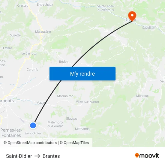 Saint-Didier to Brantes map