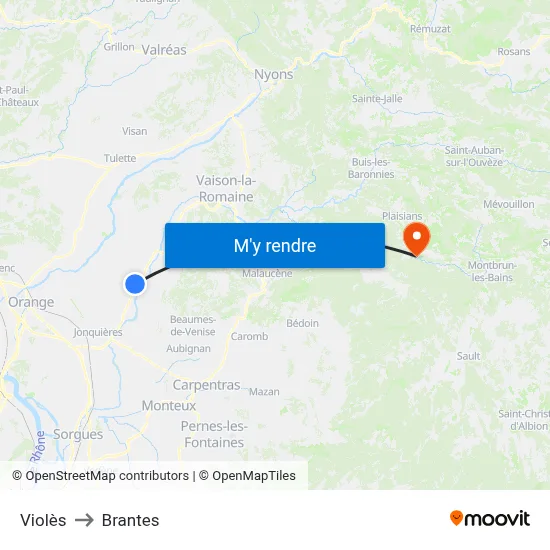 Violès to Brantes map