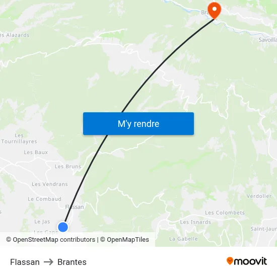 Flassan to Brantes map