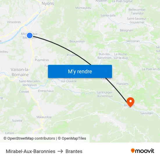 Mirabel-Aux-Baronnies to Brantes map