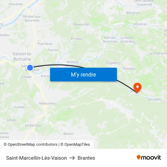 Saint-Marcellin-Lès-Vaison to Brantes map