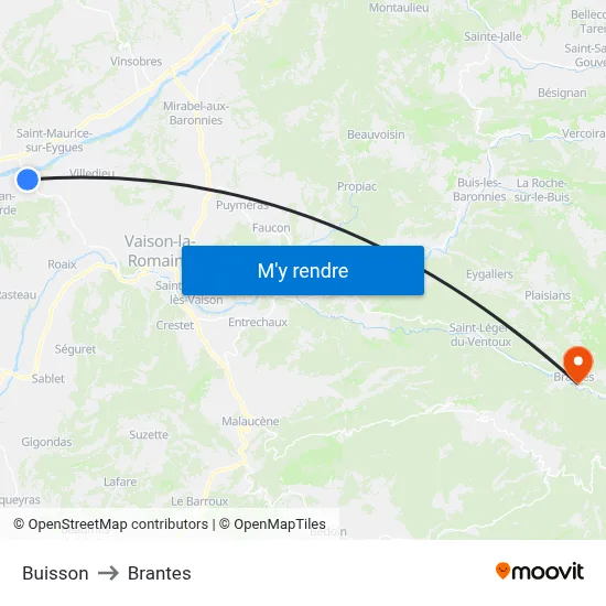 Buisson to Brantes map