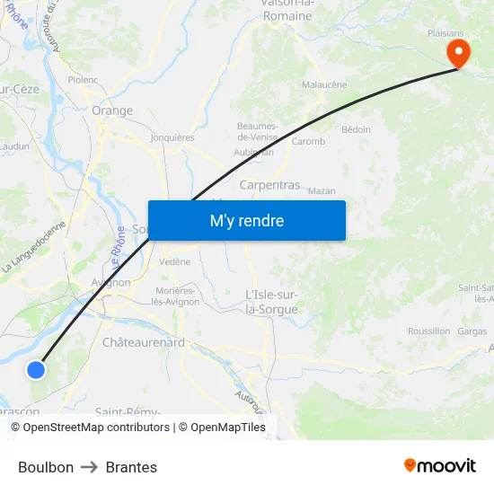 Boulbon to Brantes map