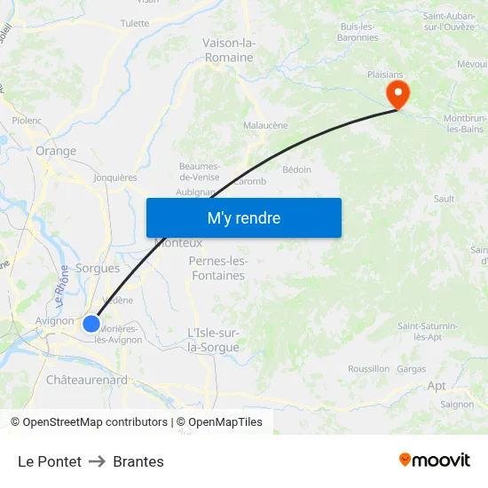 Le Pontet to Brantes map