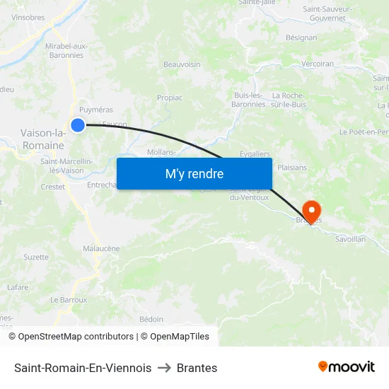 Saint-Romain-En-Viennois to Brantes map