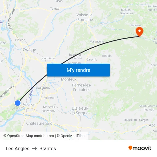 Les Angles to Brantes map