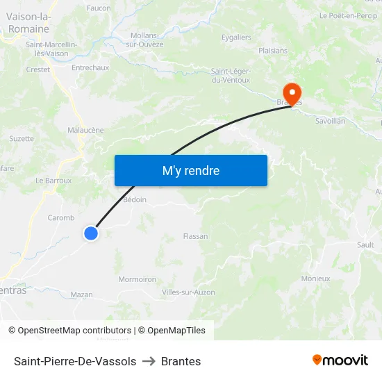Saint-Pierre-De-Vassols to Brantes map