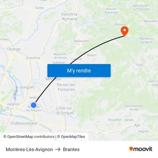 Morières-Lès-Avignon to Brantes map