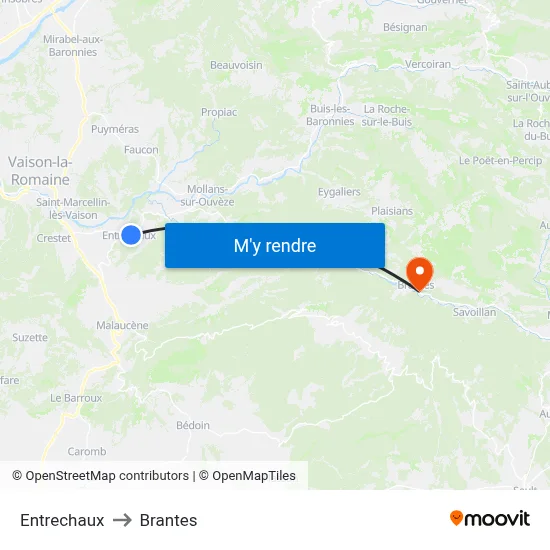 Entrechaux to Brantes map