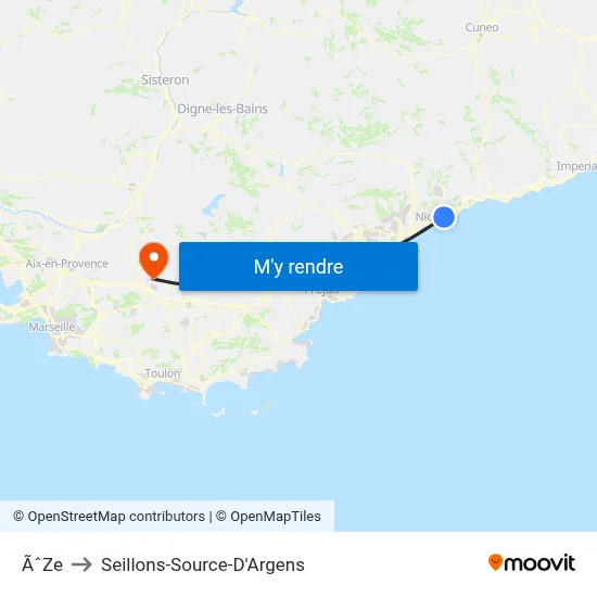 ÃˆZe to Seillons-Source-D'Argens map