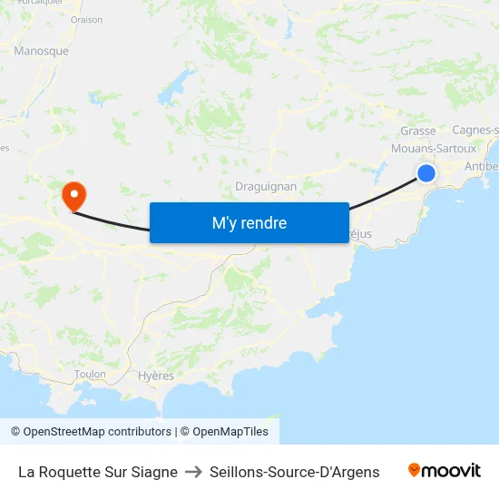 La Roquette Sur Siagne to Seillons-Source-D'Argens map