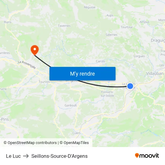 Le Luc to Seillons-Source-D'Argens map