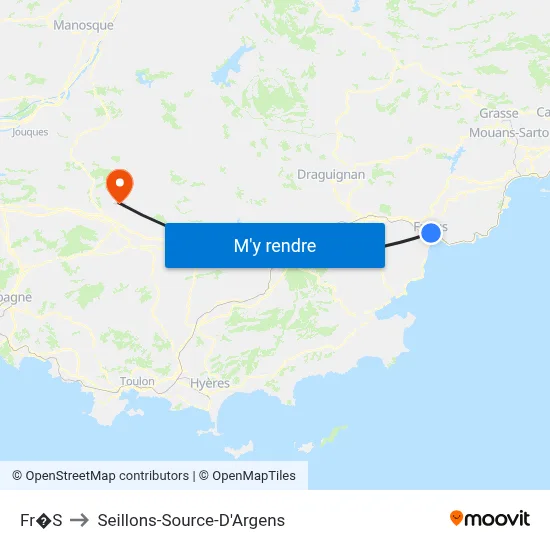 Fr�S to Seillons-Source-D'Argens map