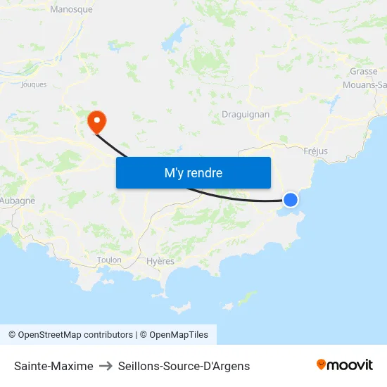 Sainte-Maxime to Seillons-Source-D'Argens map