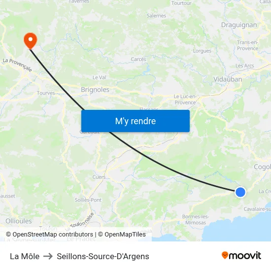 La Môle to Seillons-Source-D'Argens map