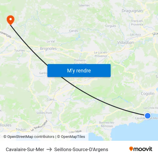 Cavalaire-Sur-Mer to Seillons-Source-D'Argens map