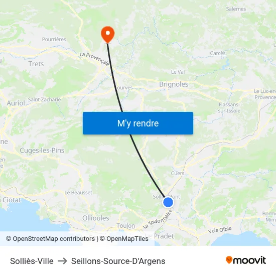 Solliès-Ville to Seillons-Source-D'Argens map