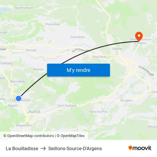 La Bouilladisse to Seillons-Source-D'Argens map