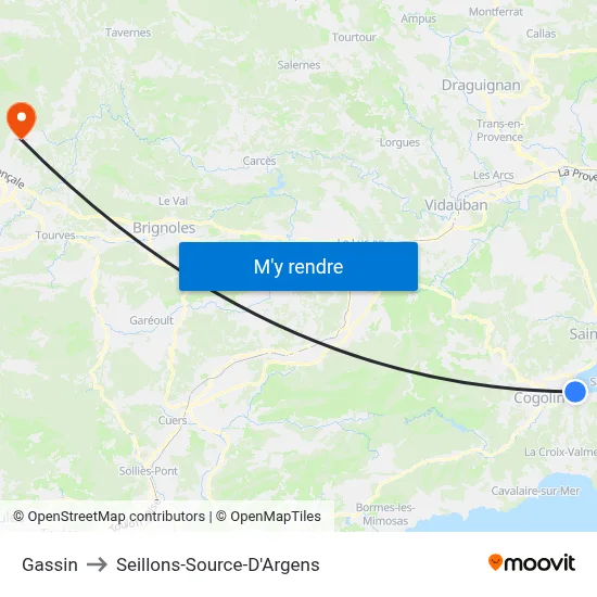 Gassin to Seillons-Source-D'Argens map