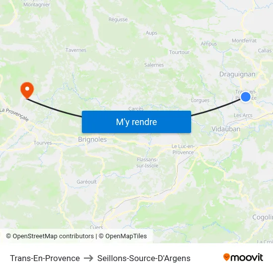 Trans-En-Provence to Seillons-Source-D'Argens map