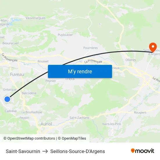 Saint-Savournin to Seillons-Source-D'Argens map