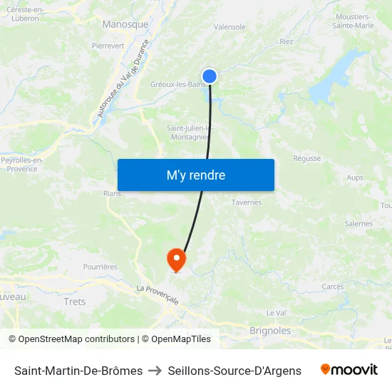 Saint-Martin-De-Brômes to Seillons-Source-D'Argens map