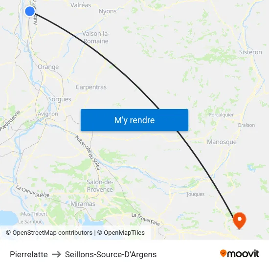 Pierrelatte to Seillons-Source-D'Argens map