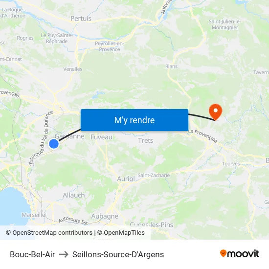 Bouc-Bel-Air to Seillons-Source-D'Argens map