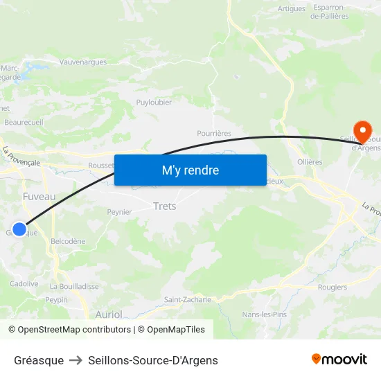 Gréasque to Seillons-Source-D'Argens map